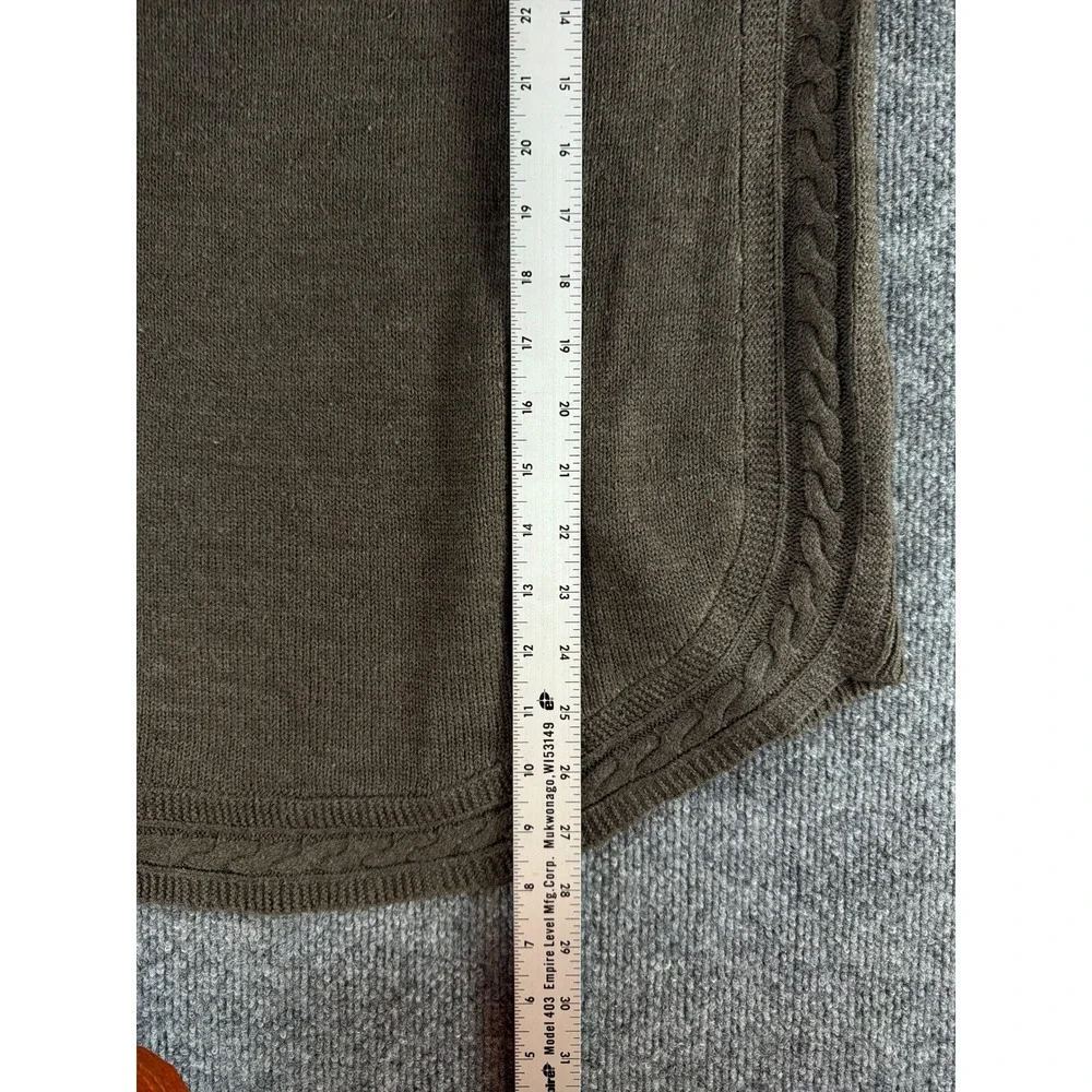 Lane Bryant Brown Cable Knit Trim Curved‎ Hem Sweater Womens 14/16 Crew Neck Top